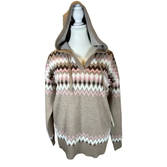Rachel Zoe NWT Tan V-Neck Sweater with Zigzag Pattern - Picture 8 of 9